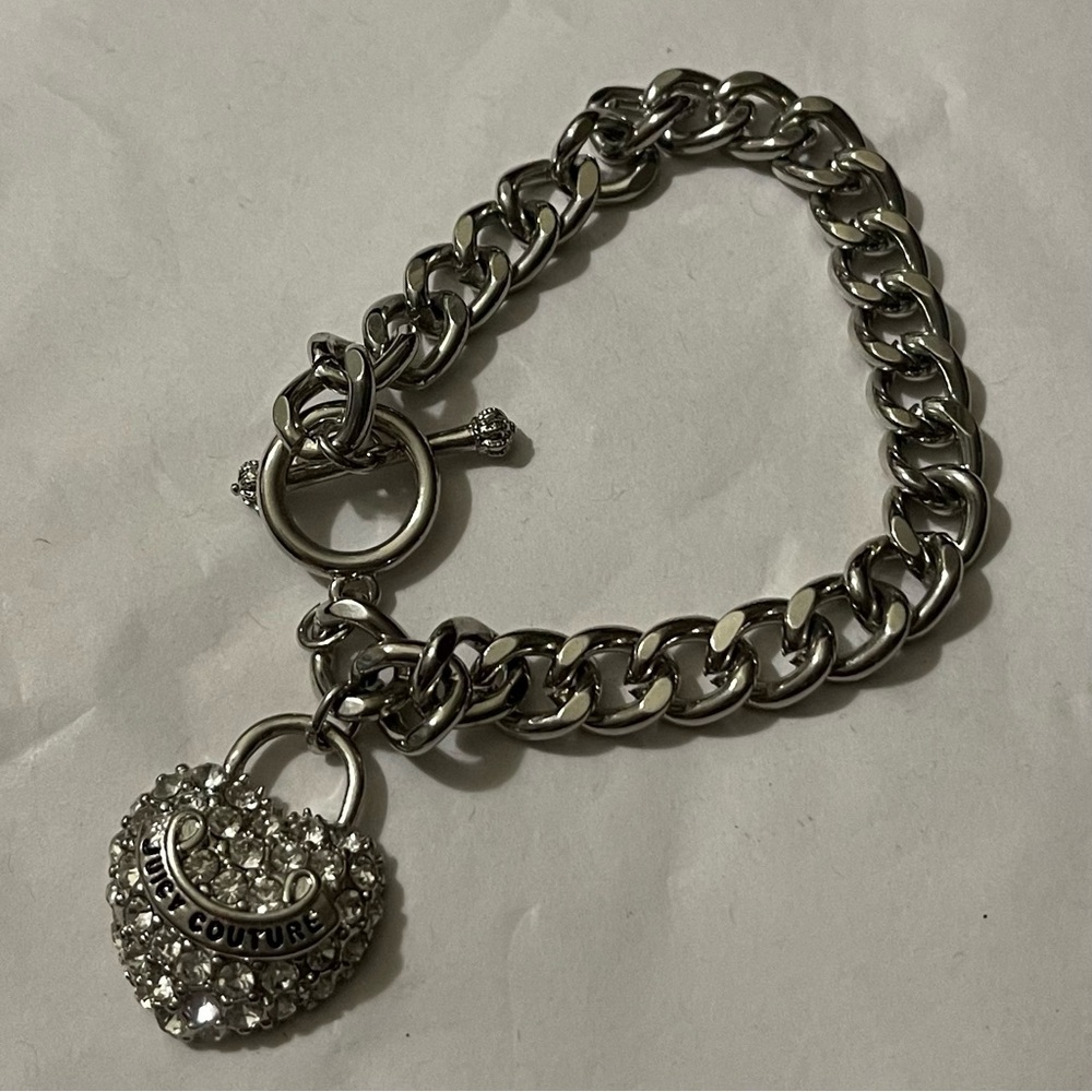 Juicy Couture Silver Chain Bracelet With Crystal Heart Charm - Picture 8 of 14